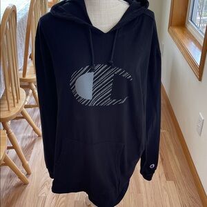 Champion Black Hoodie with Gray Logo